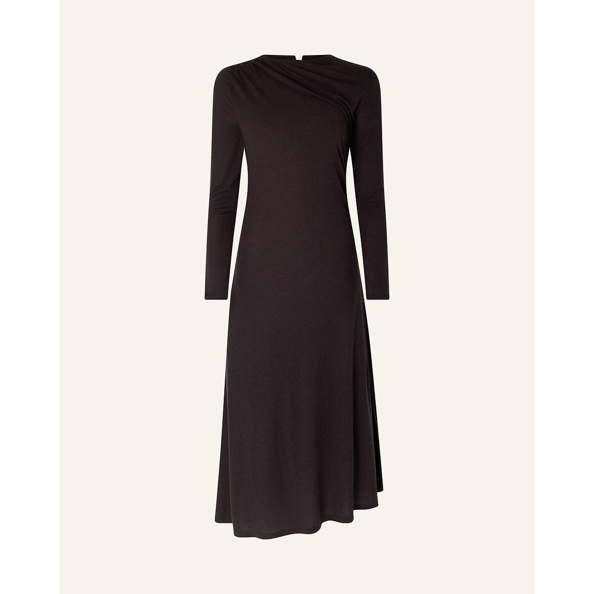 Leganza Crew Neck Long Sleeve Knitted Midi Dress ebony, SESSUN