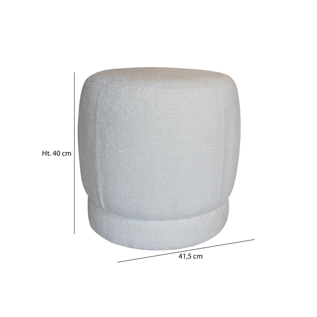Pouf en tissu bouclette et structure en bois, MALO blanc, NOW'S HOME