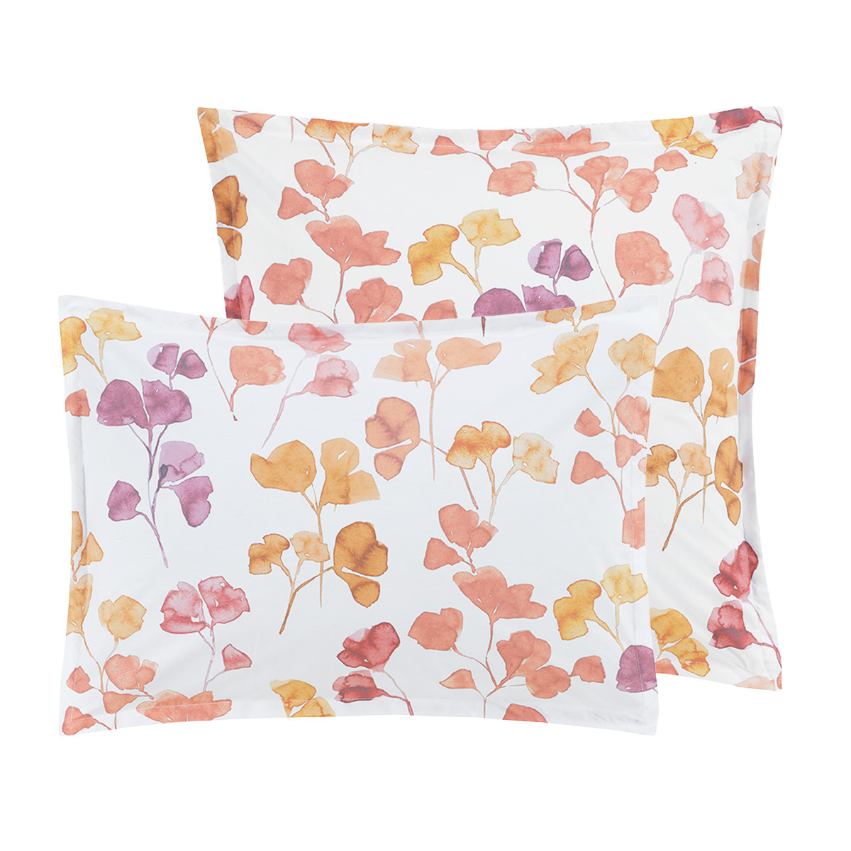 Lot de 2 taies d'oreillers en percale de coton EMMA safran, SENSEI MAISON