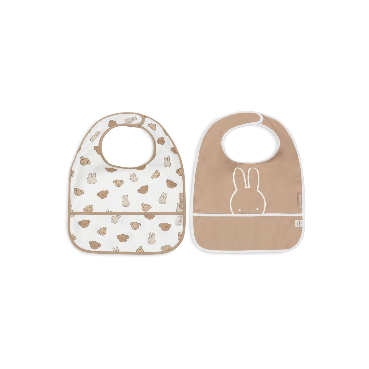 Lot de 2 bavoirs imperméables Miffy blanc, marron, JOLLEIN