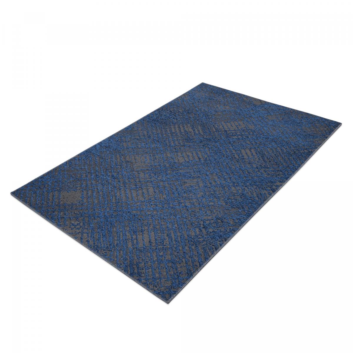 Tapis pour une chambre ou une entrée tissé motif faux uni TEREMINDE bleu, gris, UN AMOUR DE TAPIS