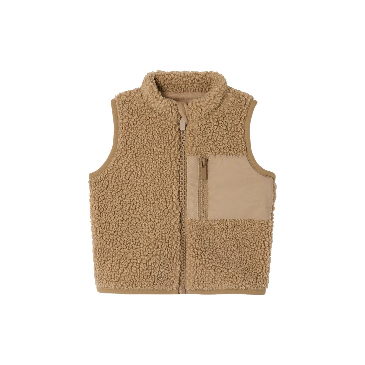 Gilet sans manches bébé en sherpa taupe, VERTBAUDET
