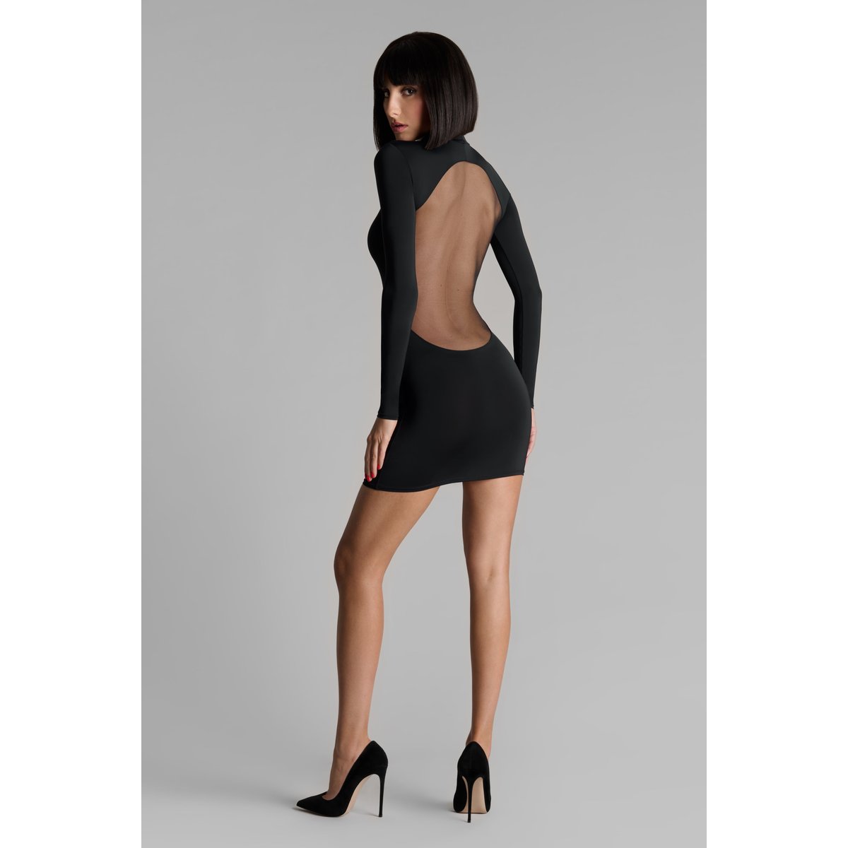 Robe minuit manches longues PURE TENTATION noir, MAISON CLOSE