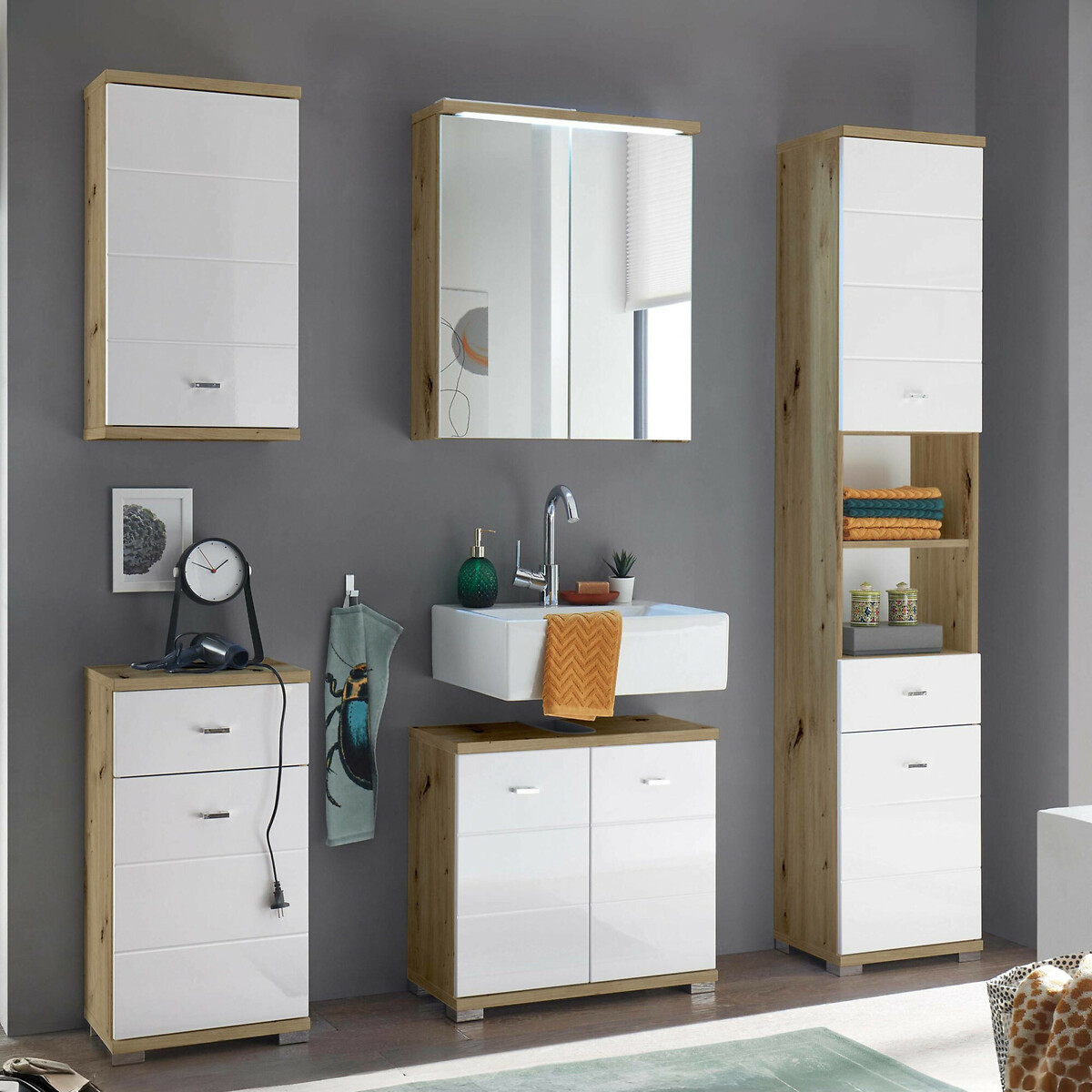 Luma Under Sink Cabinet white/natural, SO'HOME