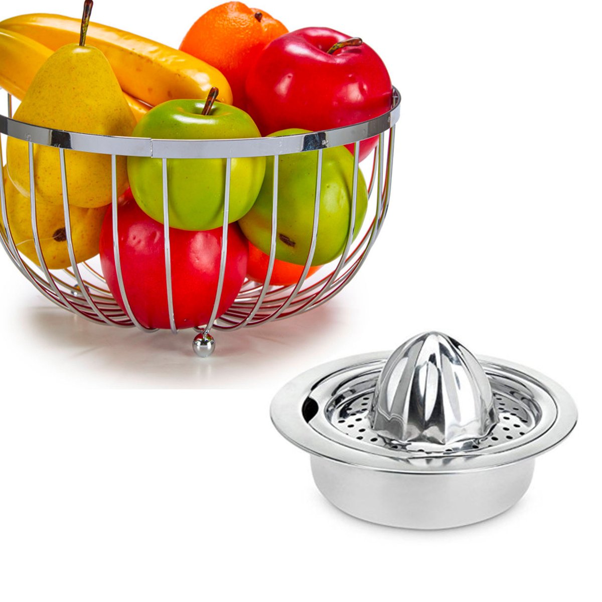Presse-agrumes manuel en acier inoxydable 16x16x6cm chrome/inox, WADIGA