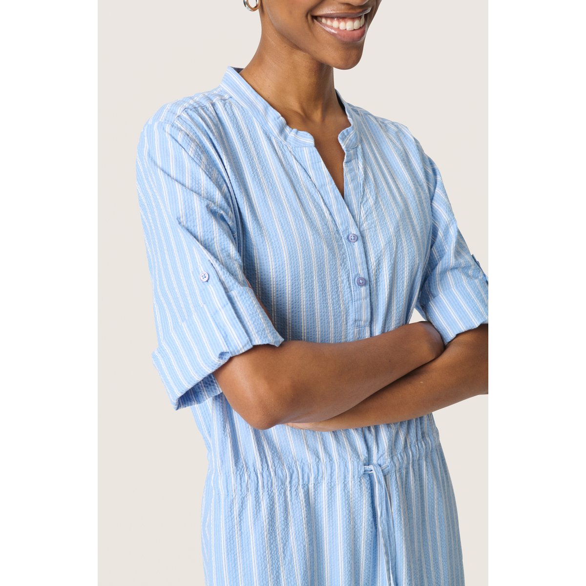 Shirt dress bleu vista blue w. white stripe, SOAKED IN LUXURY