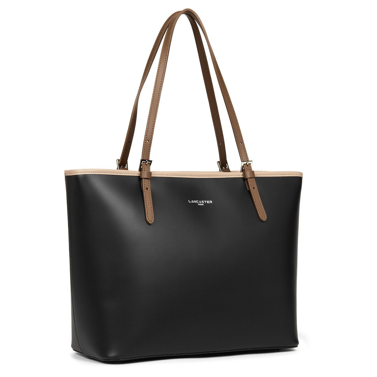 Sac cabas cuir SMOOTH noir/nude, LANCASTER
