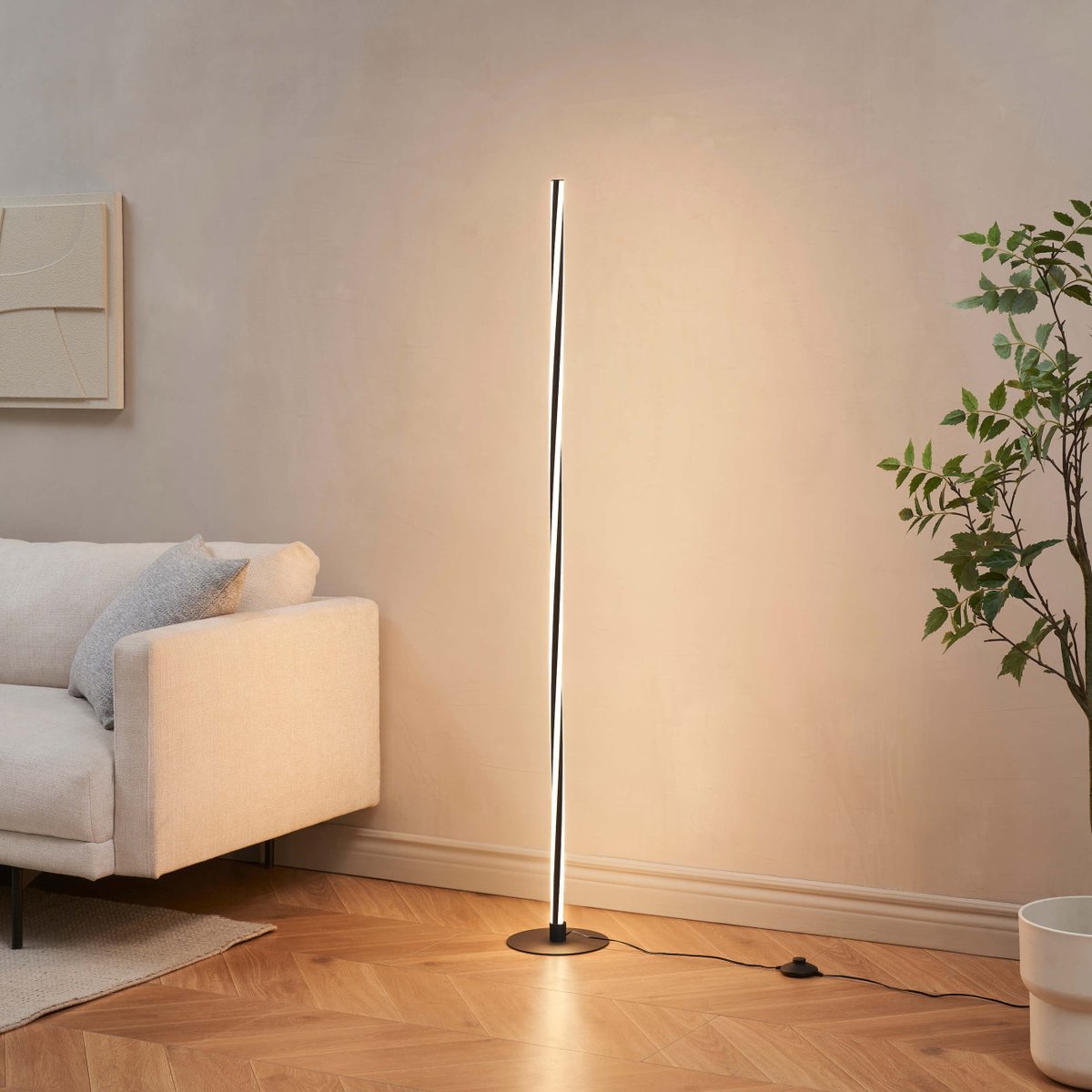 Lampadaire torsadé avec variateur - TELVO noir, KOSILUM