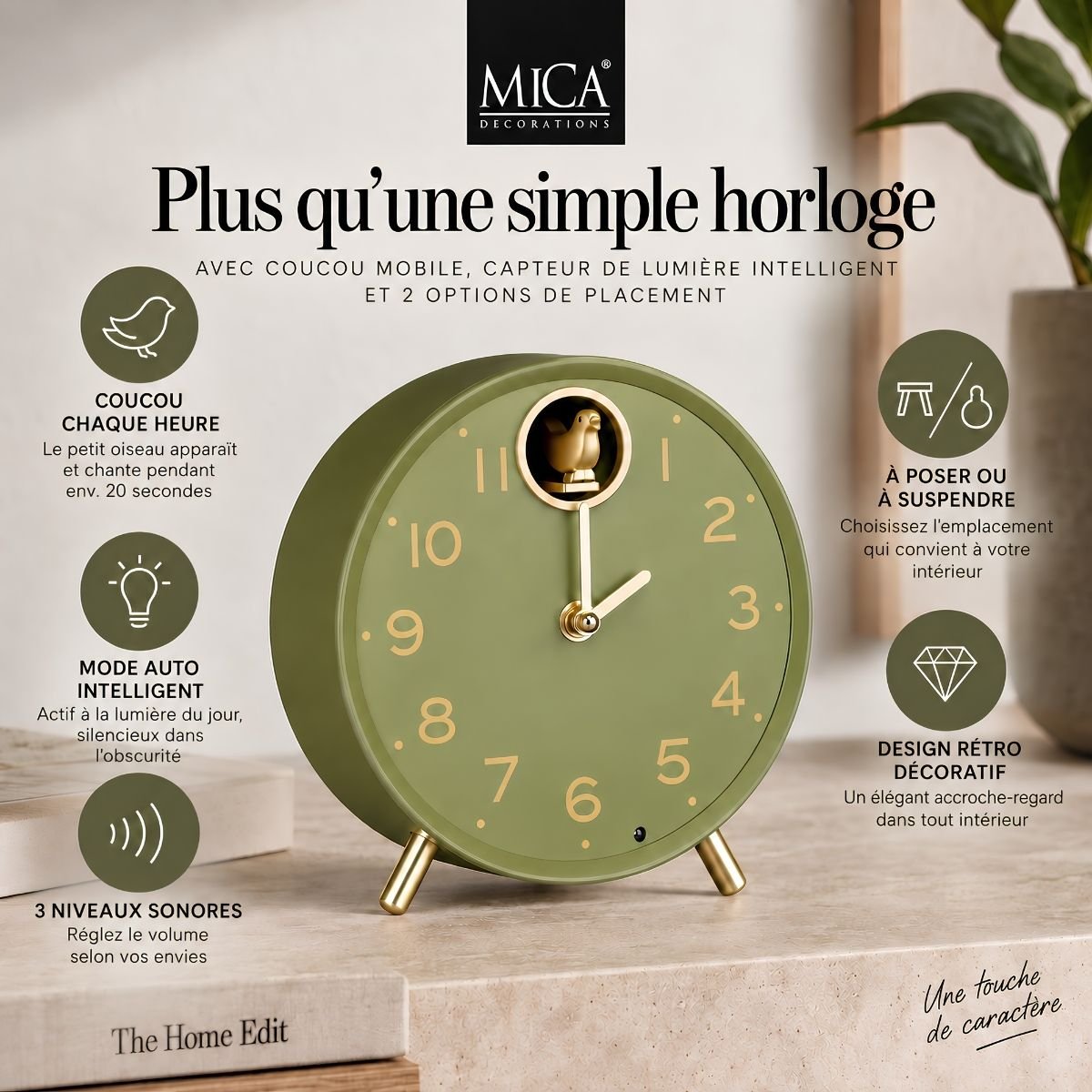 Horloge BONNY vert, MICA DECORATIONS