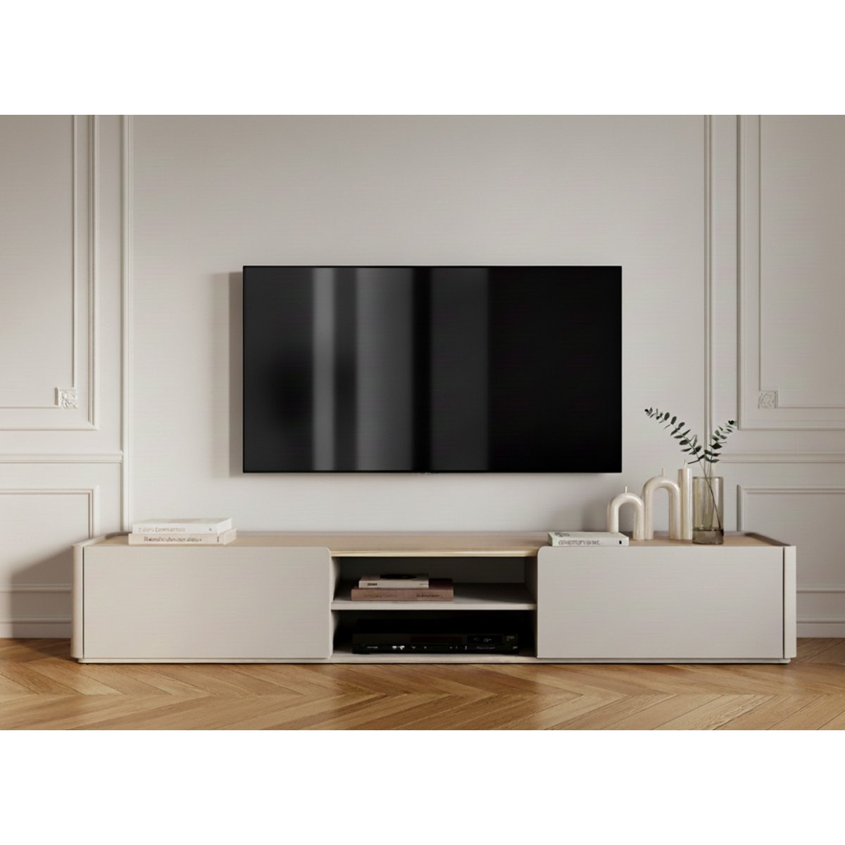 Meuble TV 170 cm , ANYRA beige, BOBOCHIC