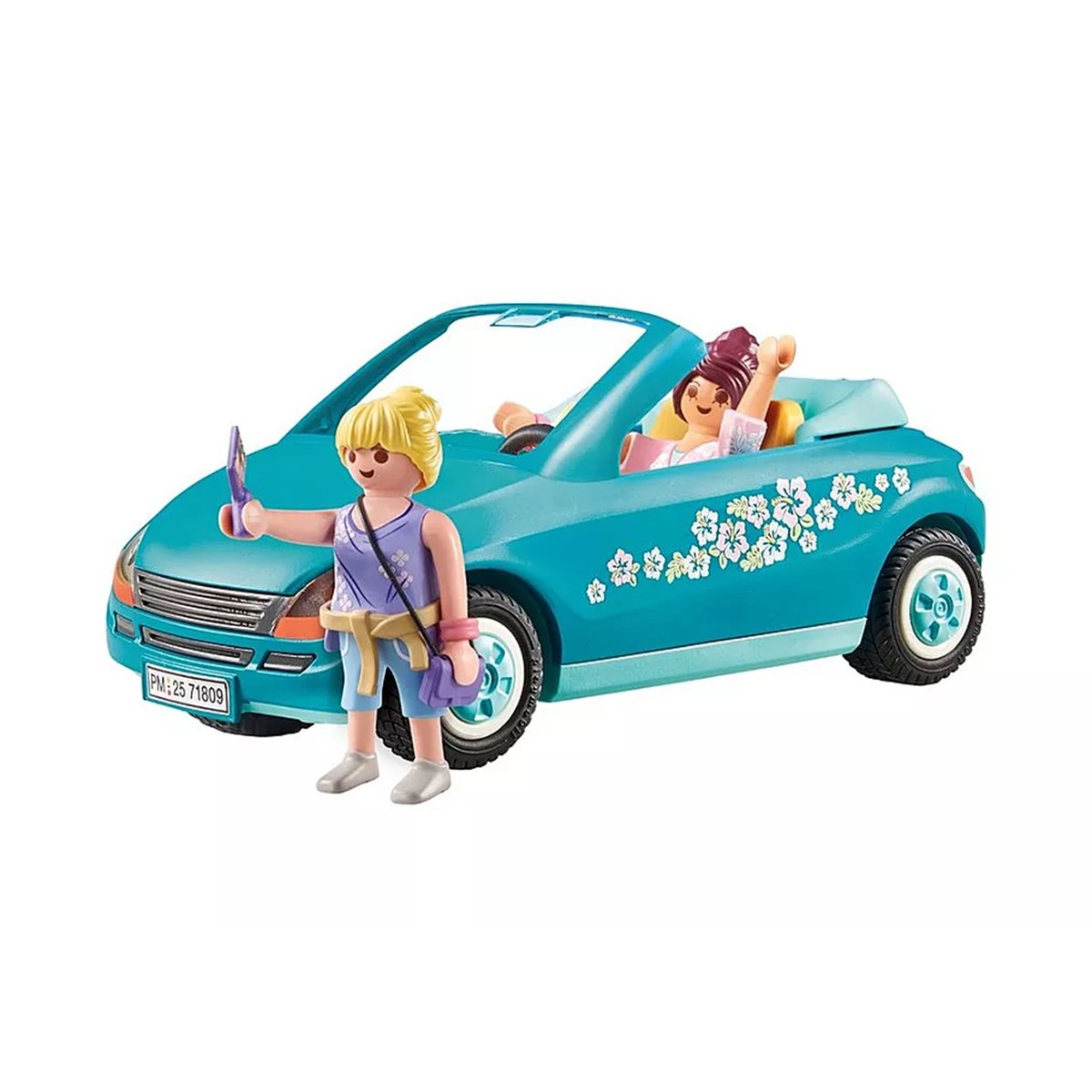 Cabriolet et jeunes filles avec perche à selfie multicolore, PLAYMOBIL