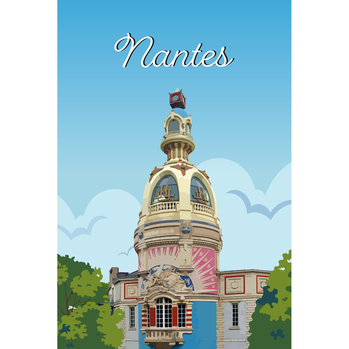 Tableau Mural Illustration Nantes ILLUSTRATION tableaux sur toile-bleu, CEANOTHE