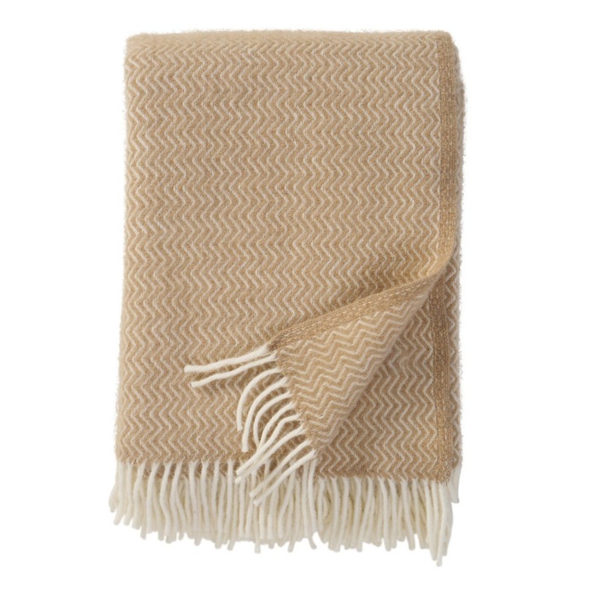 Plaid laine d'agneau brossée  SORBET sable, KLIPPAN