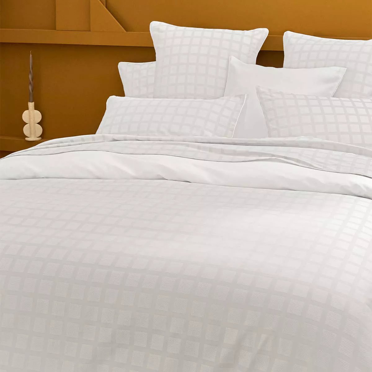 Taie d'oreiller satin de coton ALLEGRIA neige, GARNIER THIEBAUT