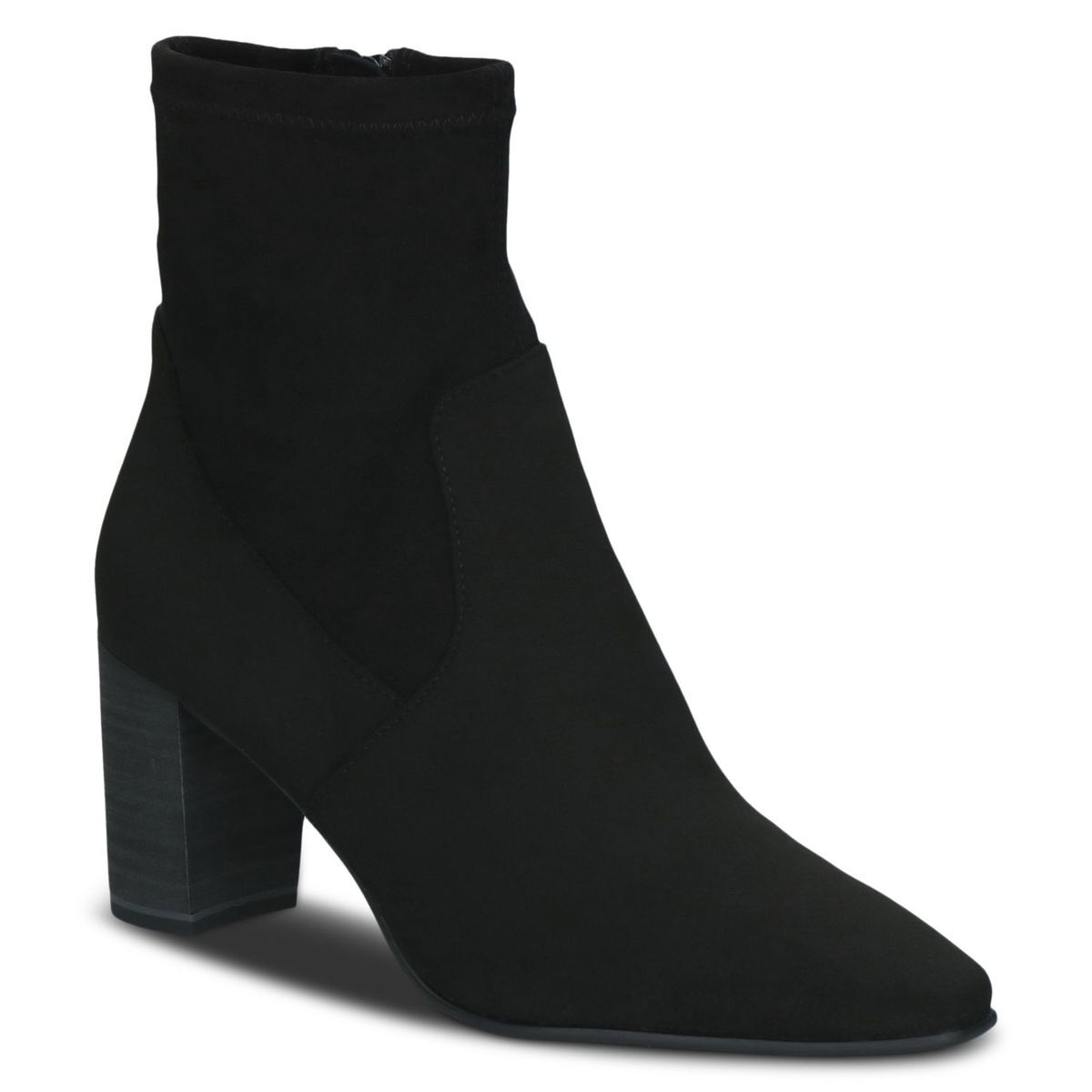 Bottine talon bloc noir cuir beige, CAPRICE