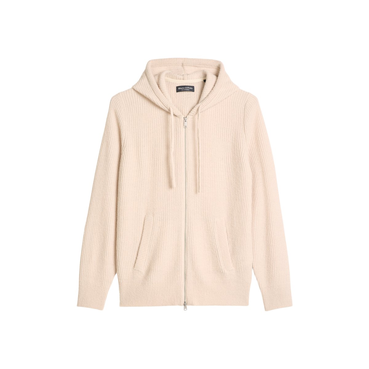 Cardigan à capuche, coupe classique en mélange de laine vierge douce beige, MARC O'POLO