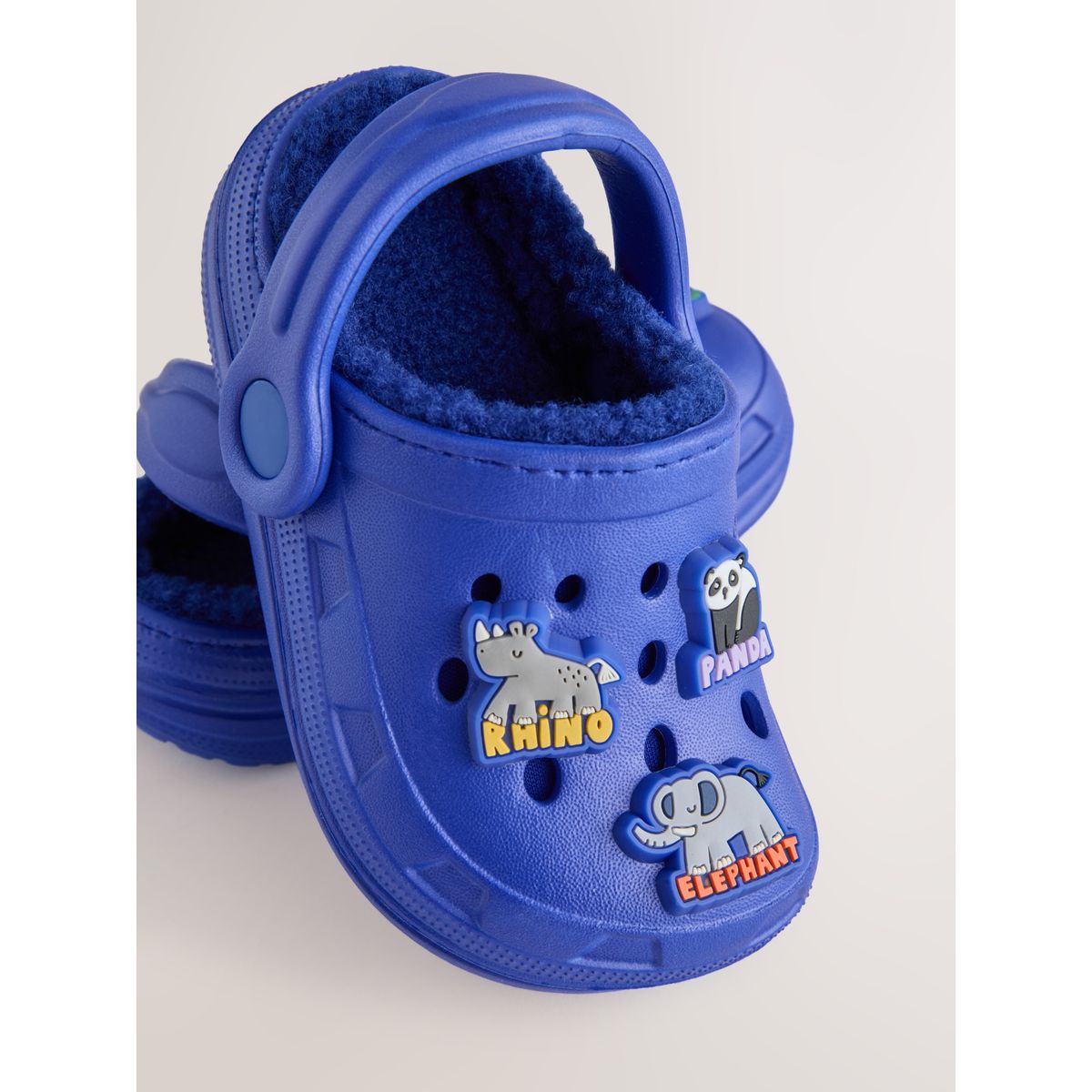 Chaussons style sabots fourrés bleu animal, NEXT