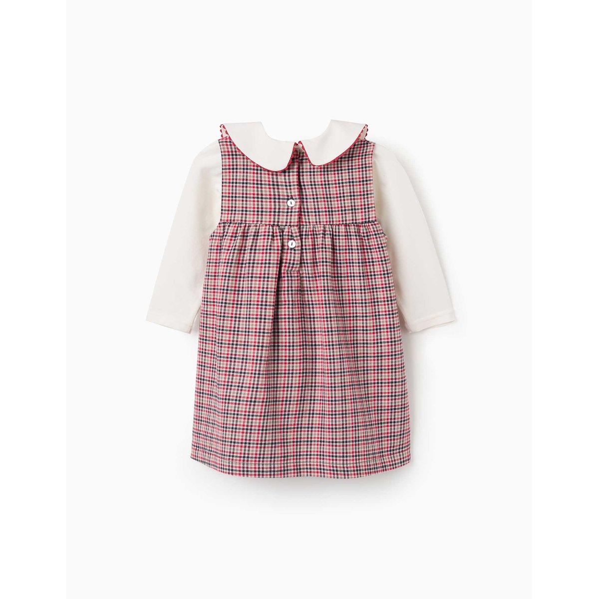 T-shirt à manches longues + robe salopette à carreaux B&S gris clair, ZIPPY