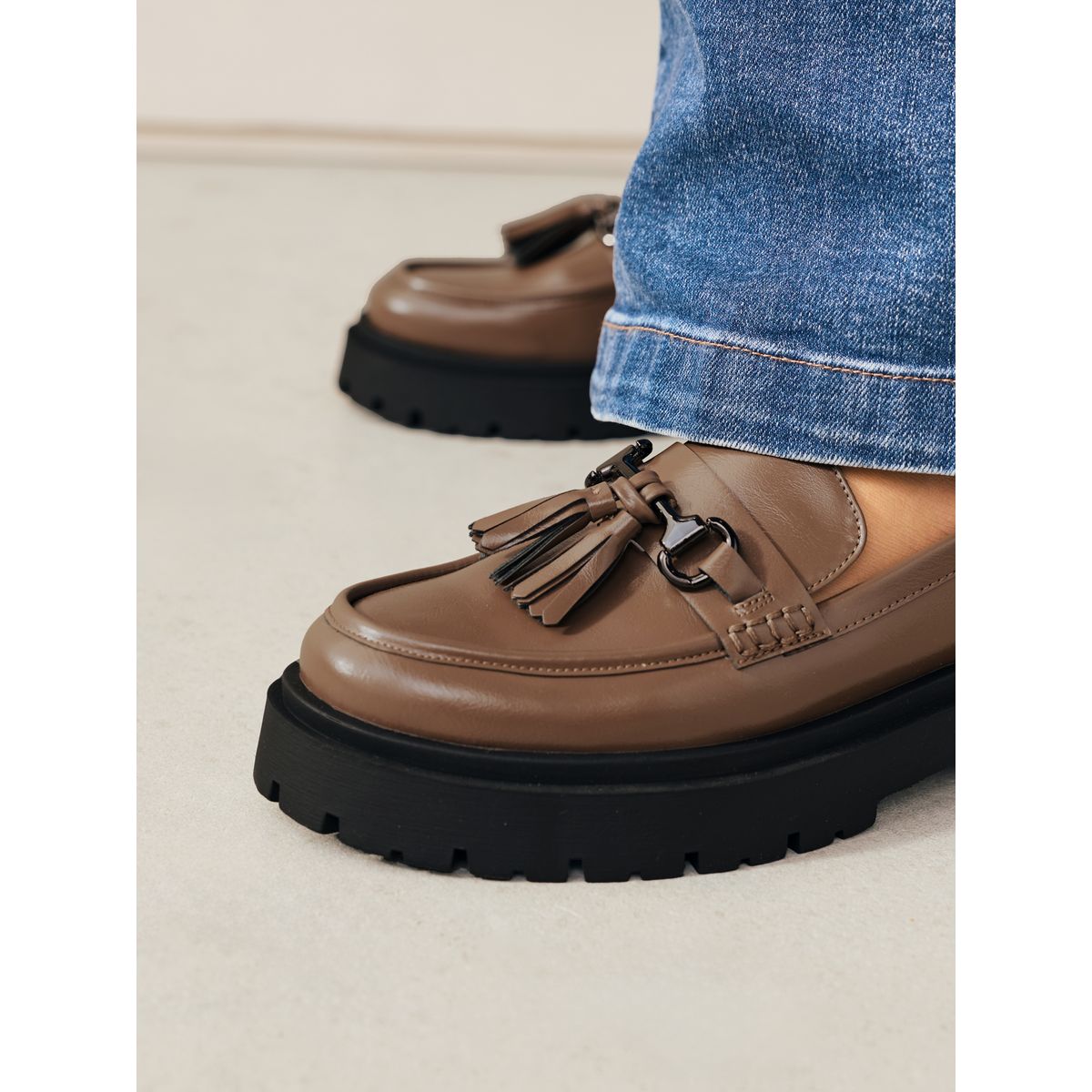 Mocassins plateforme à glands forever comfort marron moka, NEXT