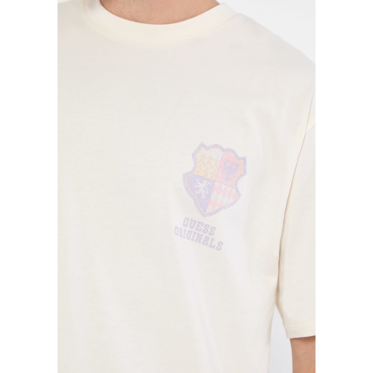T-Shirt Logo Frontal crème, GUESS