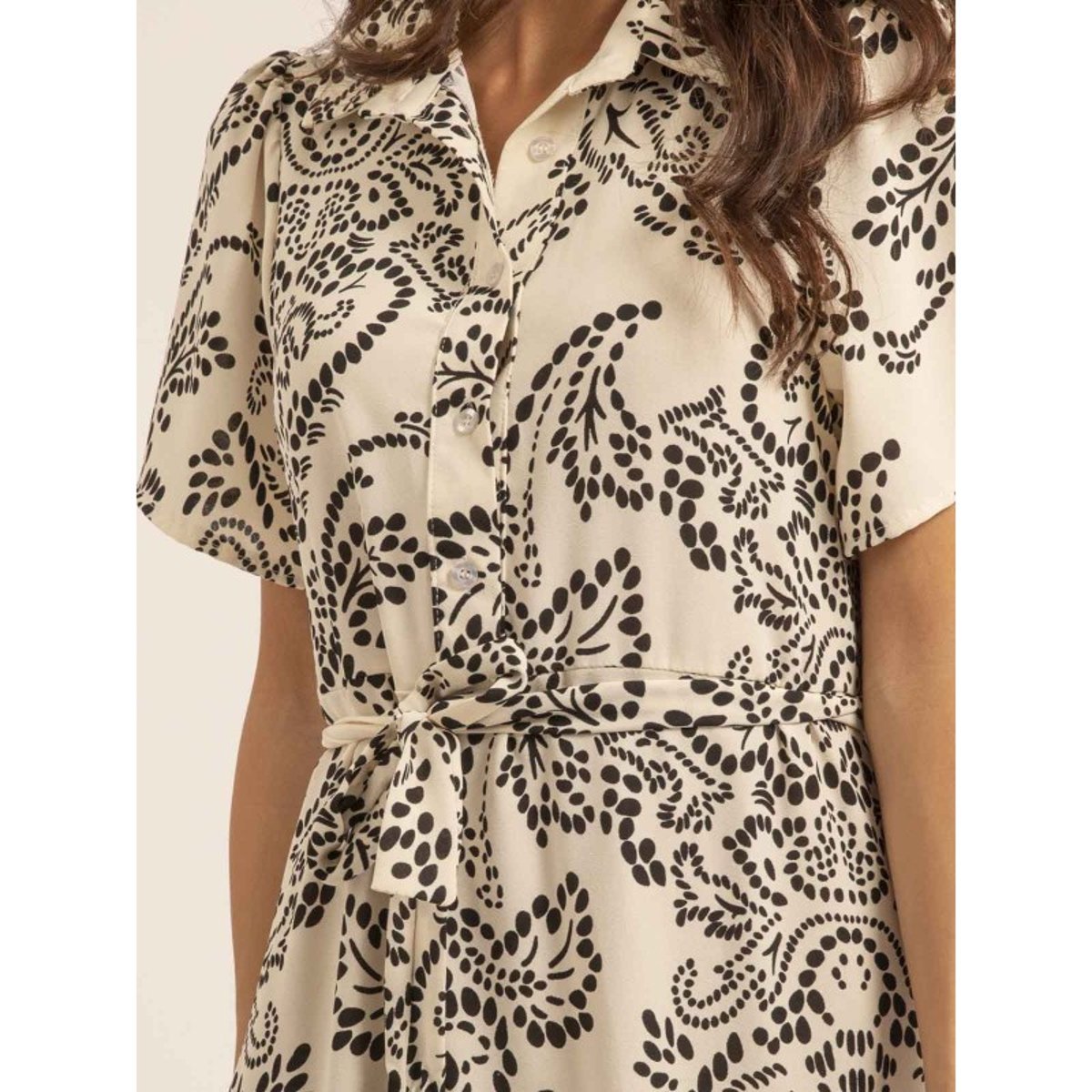 Robe Mi-longue Motifs Ionela blanc, DONA LISA