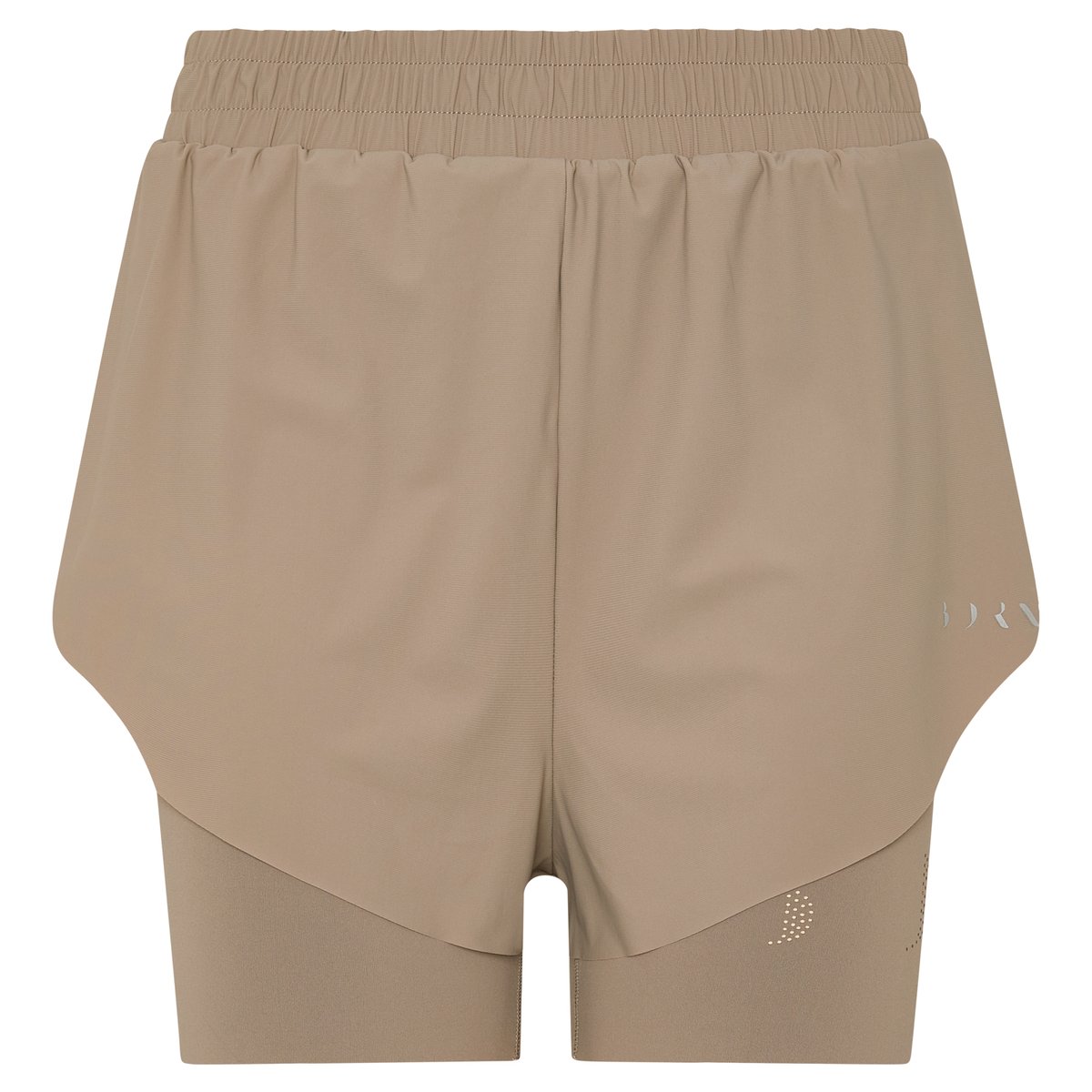 Short de sport femme Bikila 2 en 1 avec short intérieur taupe, BORN