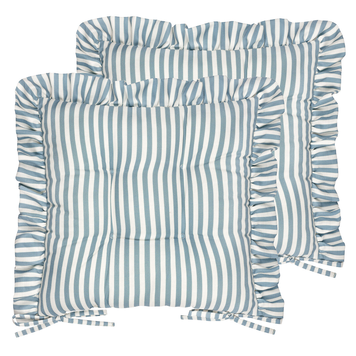Set of 2 Millie Ruffle Indoor/Outdoor Seat Pads blue, WYLDER