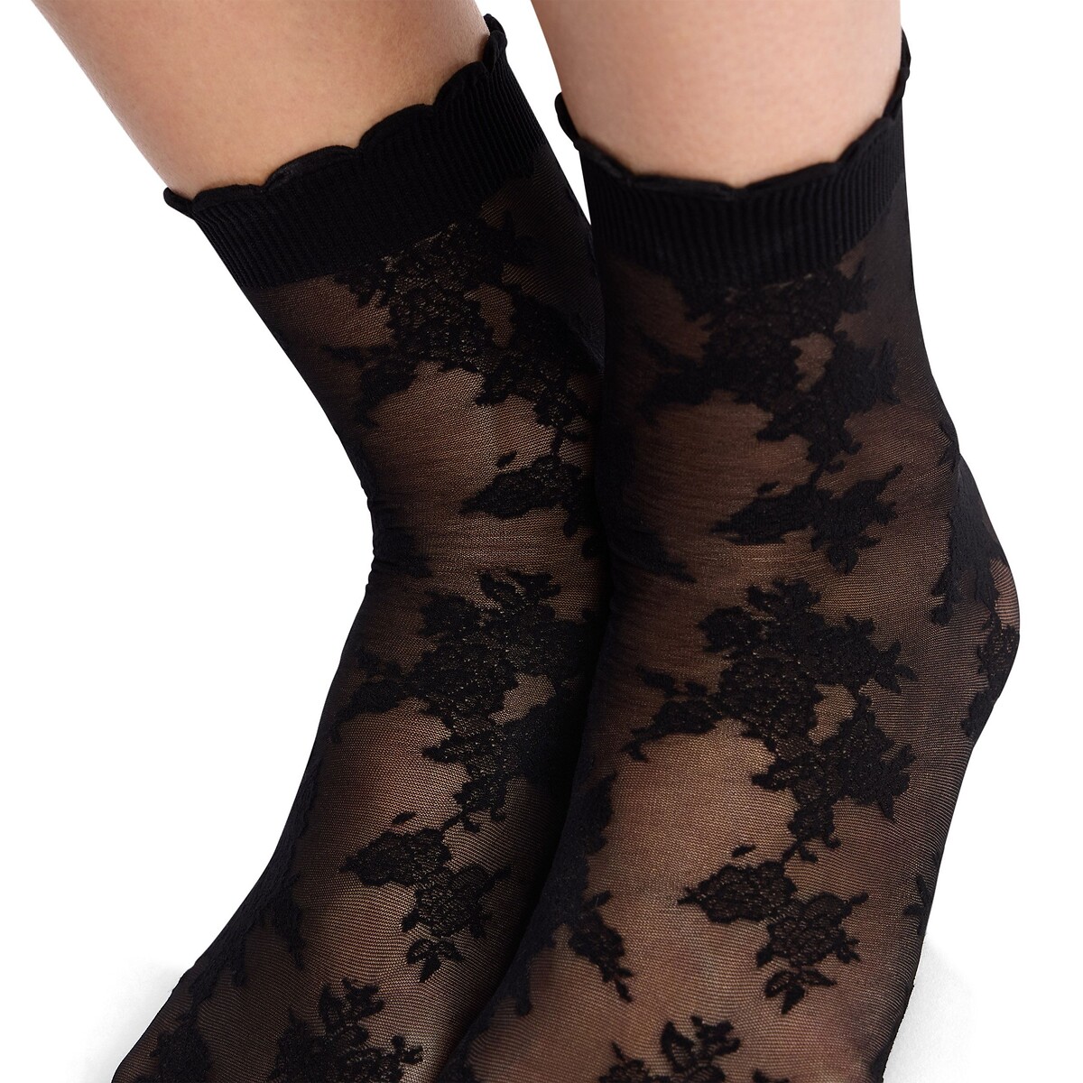 Pair of La Dentelle Florale Socks black, DIM