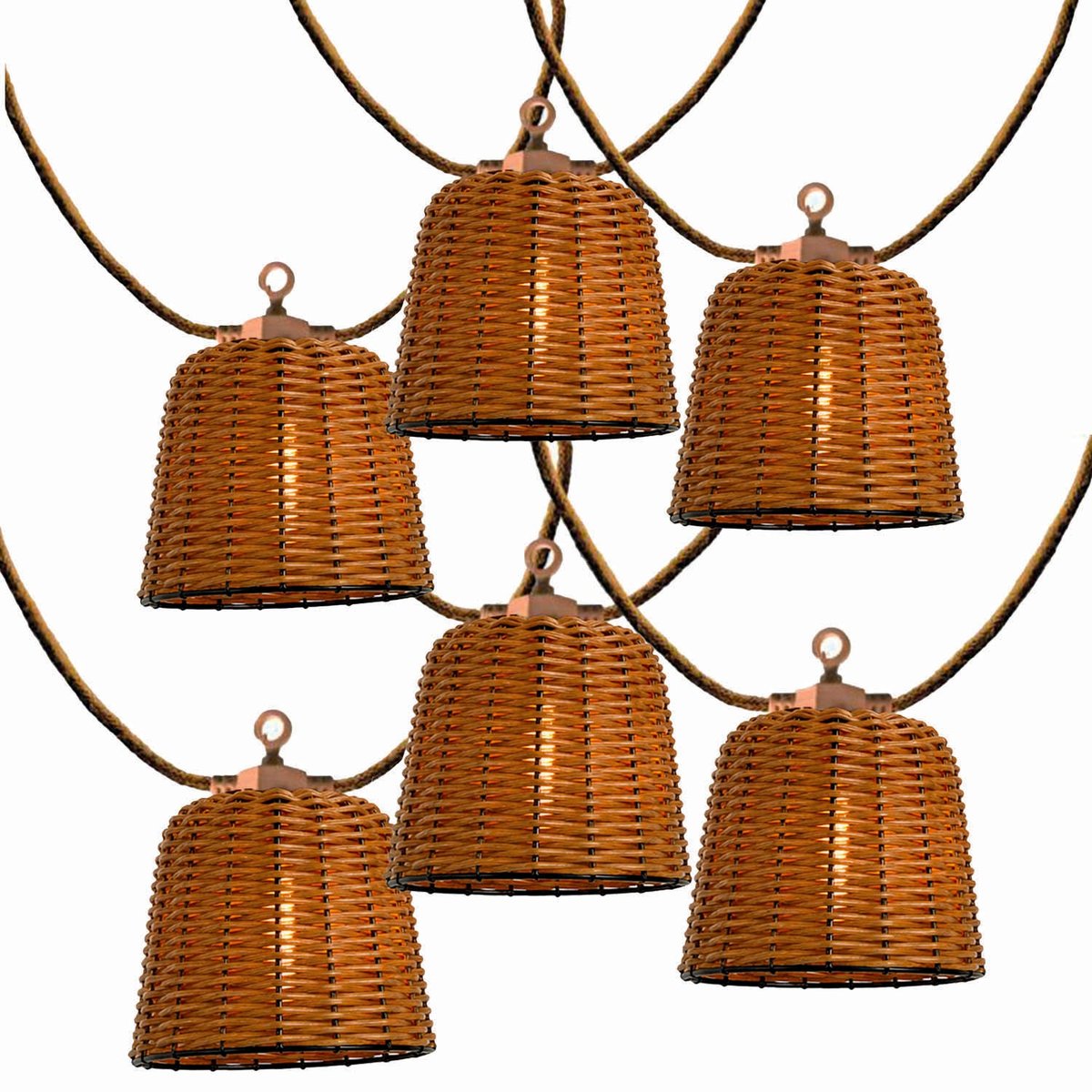 Lot de 2 guirlandes lumineuses solaires et sur secteur raccordables 20 abat-jour style bohème LED blanc chaud 2x FORMENTERA BIG HYBRID 13m beige, LUMISKY