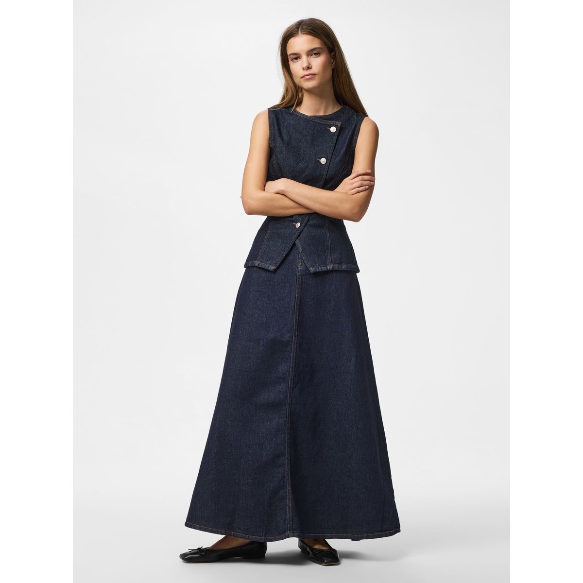 Jupe En Jean dark blue denim, PIECES