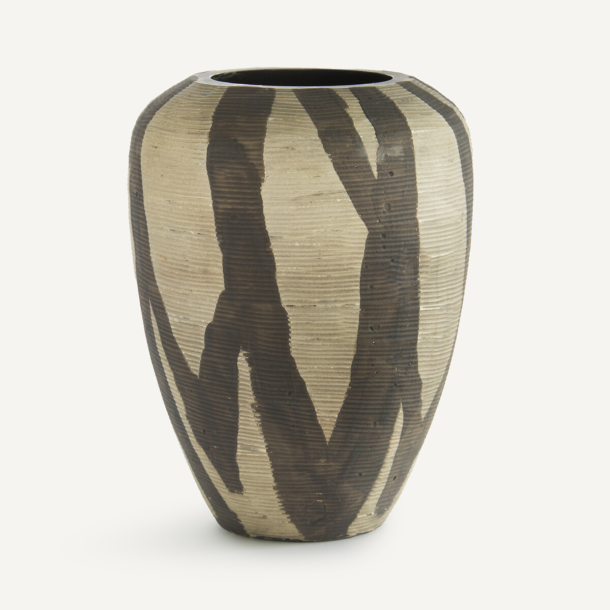 Jarrón de vidrio pintado con rayas mate, al. 20,5 cm, Hedi bronce envejecido, AM.PM