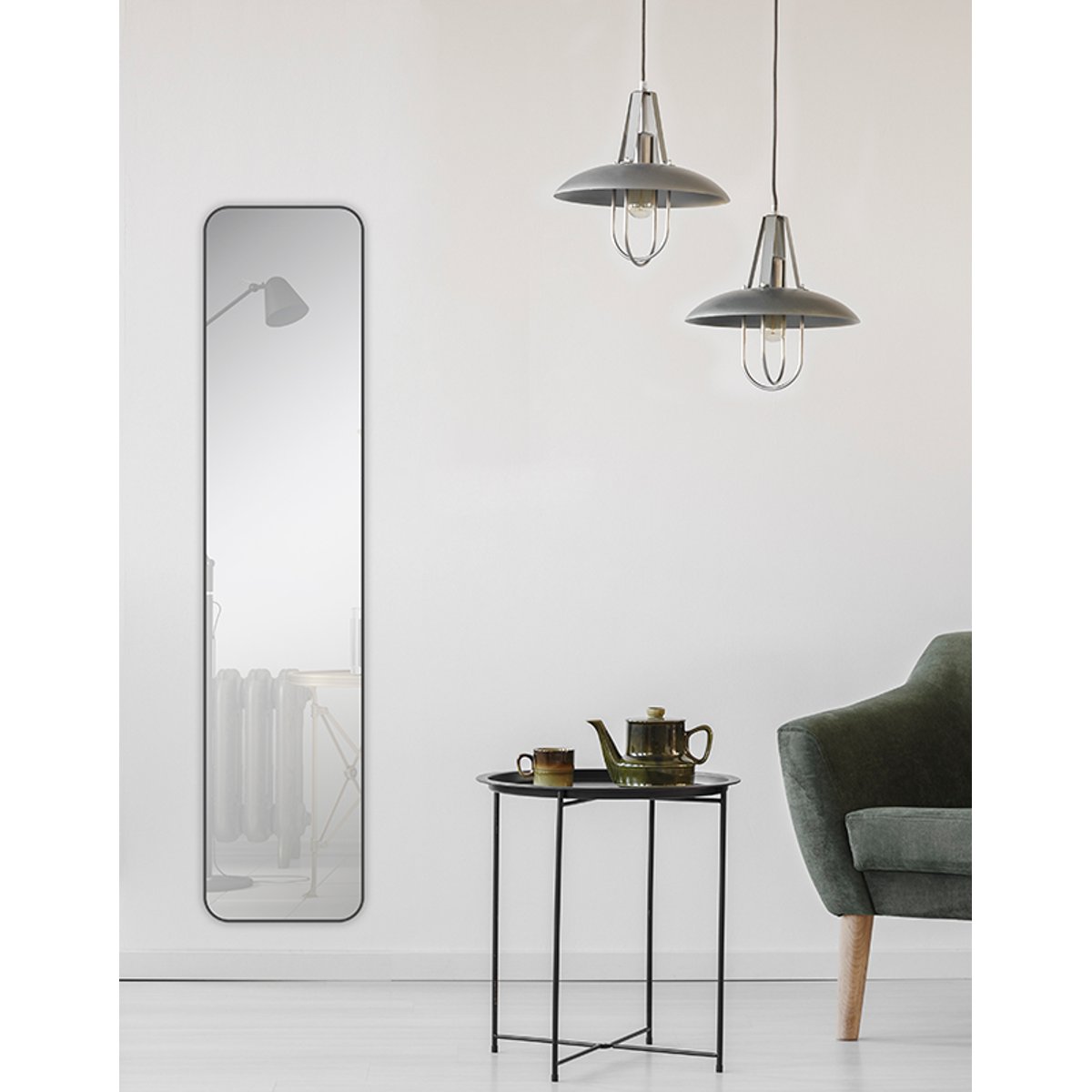 Miroir rectangulaire aux bords fins 30x140cm noir, EMDE