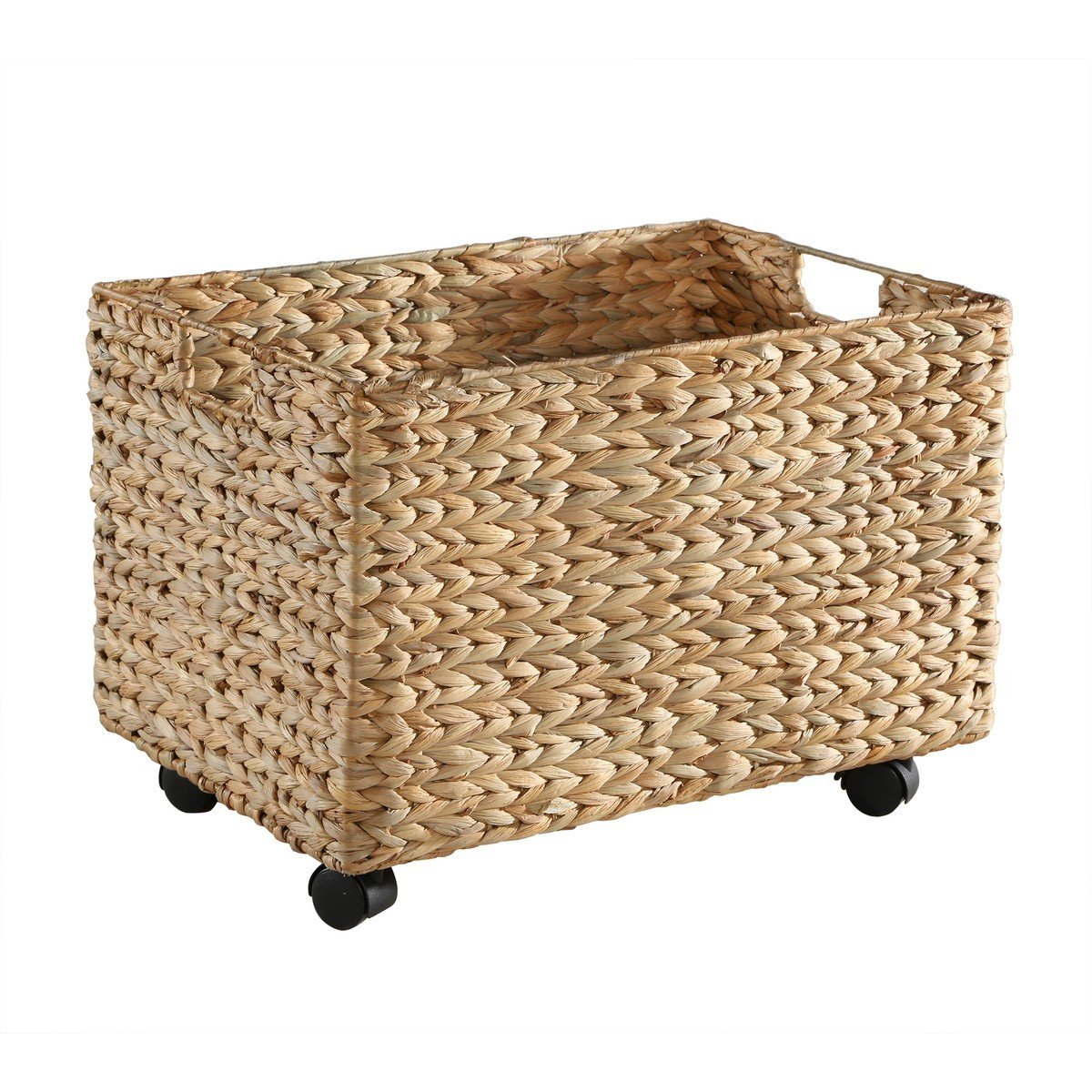 Coffre à jouet à roulettes en jacinthe d'eau - L50 cm beige, CALICOSY