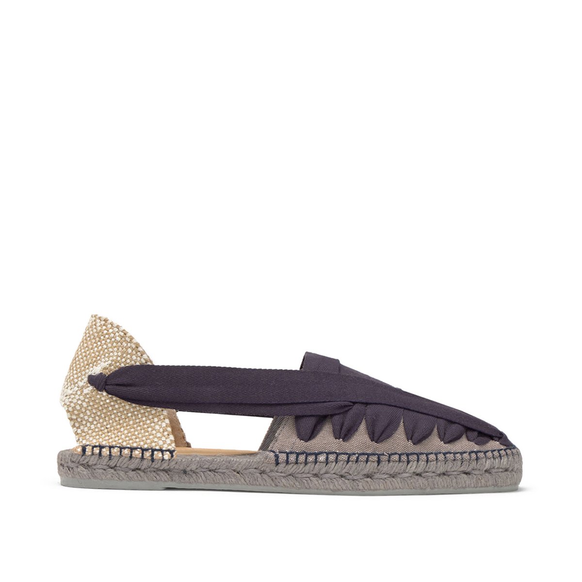 Espadrilles plates en coton organique à lacets NORMAN PLATFORM bleu marine, CASTANER