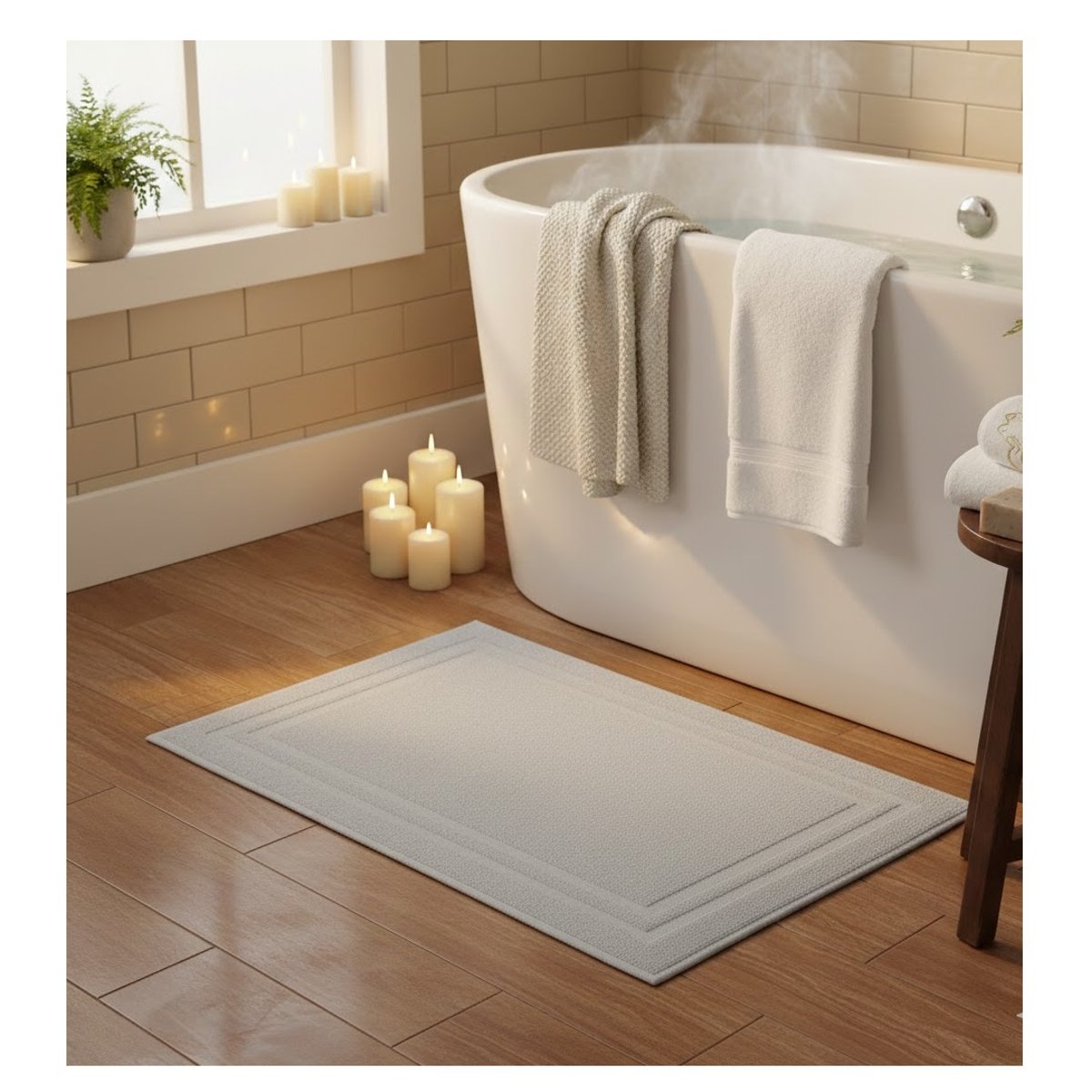 Tapis de bain en coton Lilas lin, EDEN
