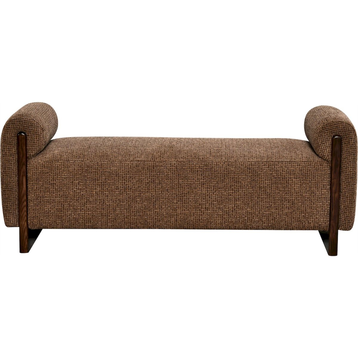 Banquette en tissu et frêne massif marron blockweave et bois foncé, RECOLLECTION