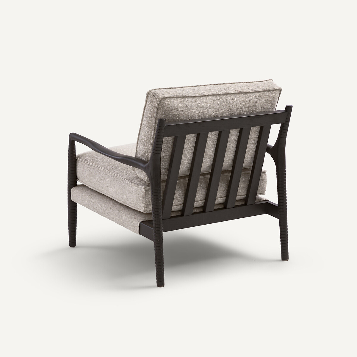 Fauteuil en frêne teinté et tissu coton chiné, DILMA café grillé, AM.PM