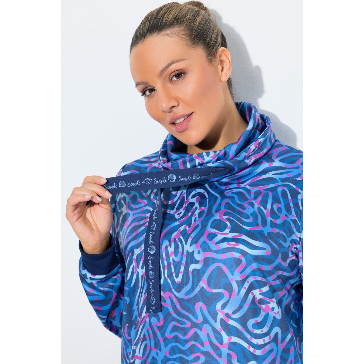Sweat-shirt manches longues et col montant bleu foncé, ULLA POPKEN