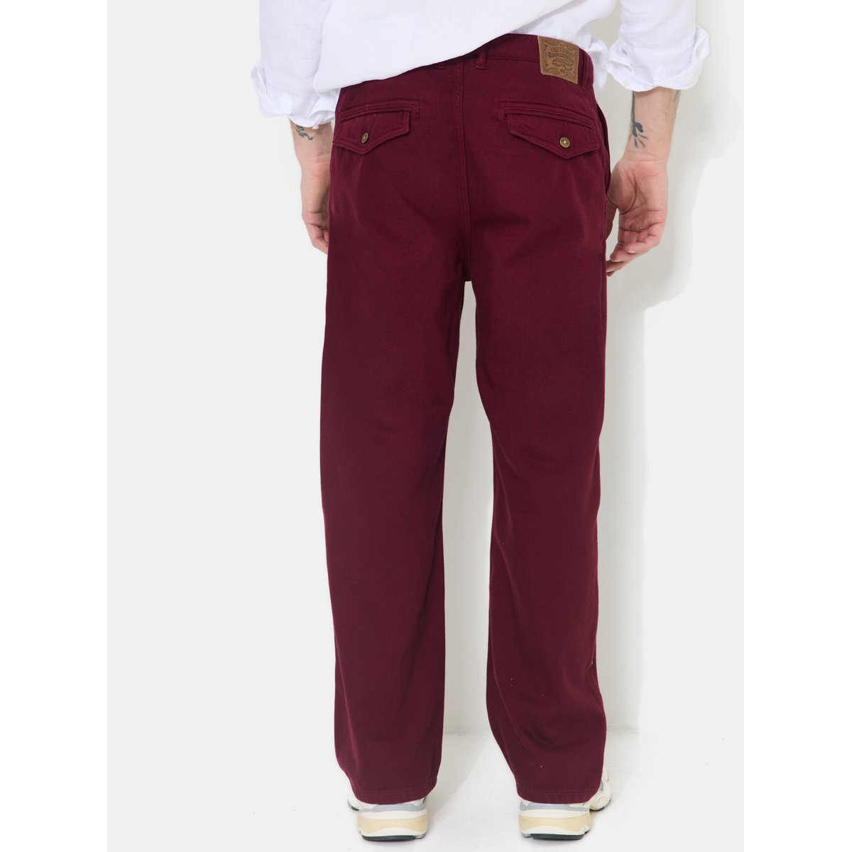 Pantalon large en coton DRAKE burgundy, CHEVIGNON