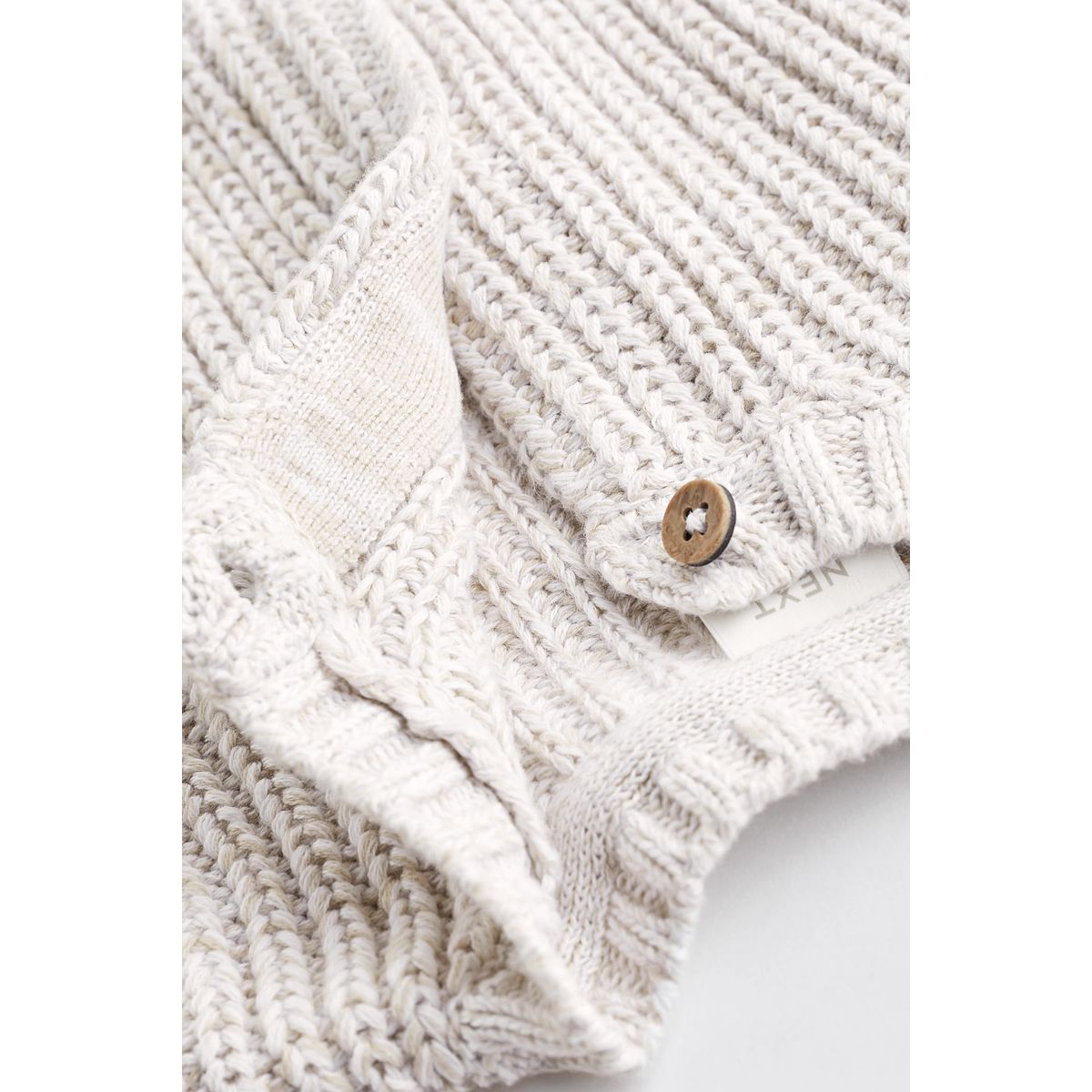 Cardigan épais en maille brodée marron crème, NEXT