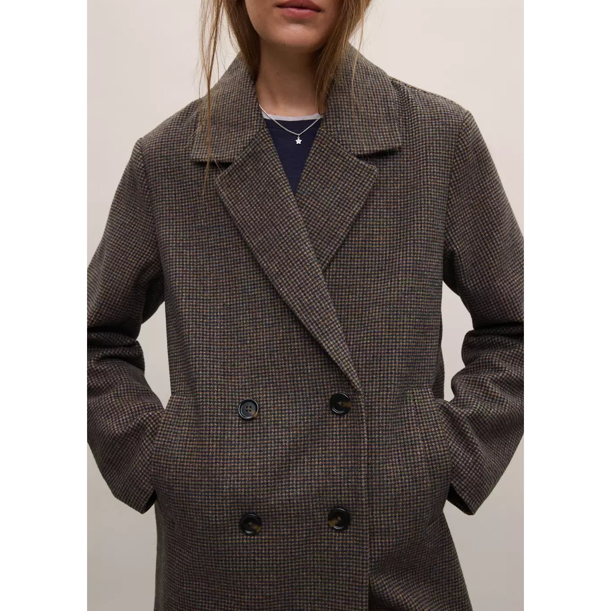 Manteau en laine à double boutonnage marron moyen, MANGO TEEN