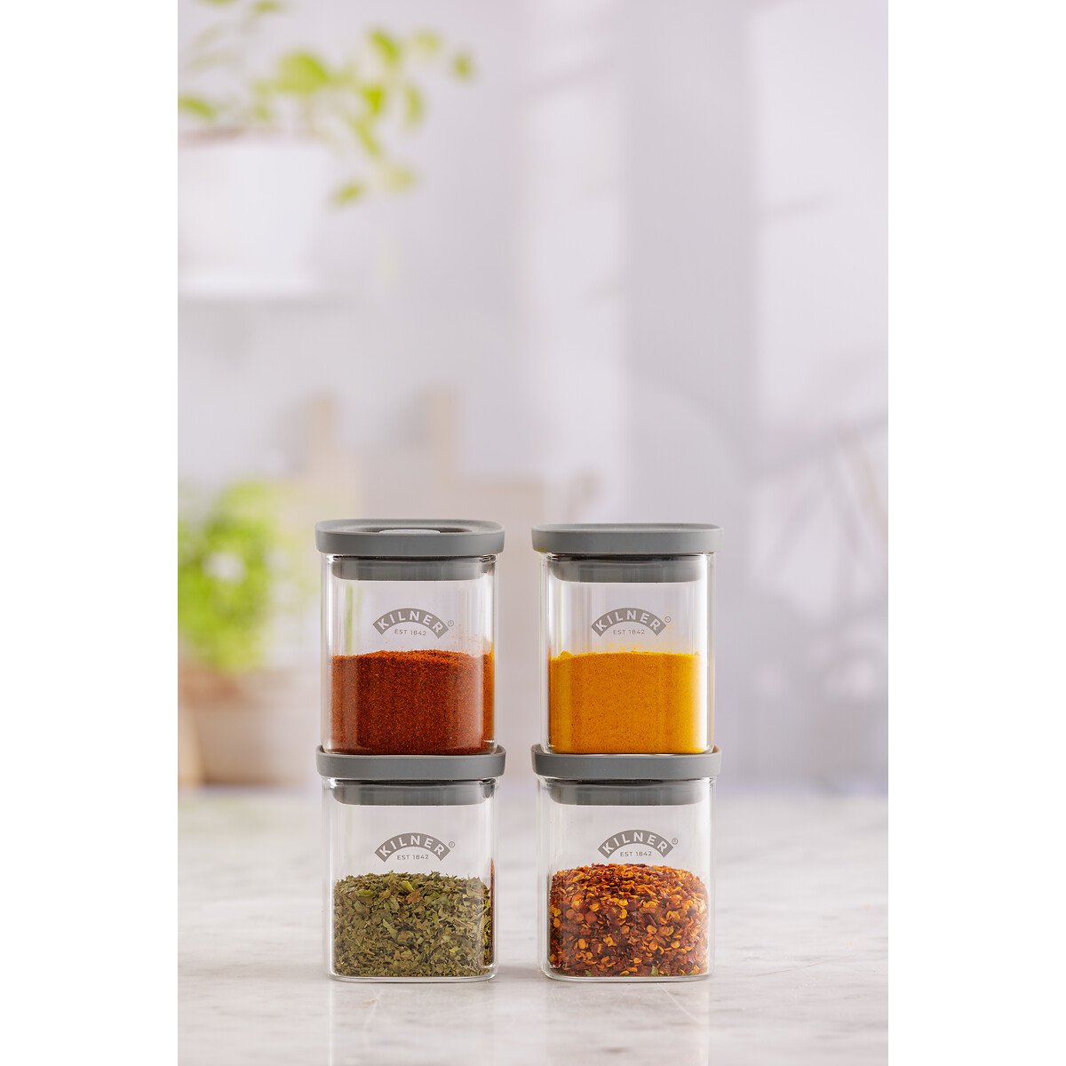 Fresh Storage 8-Piece Spice Jar Set transparent, KILNER