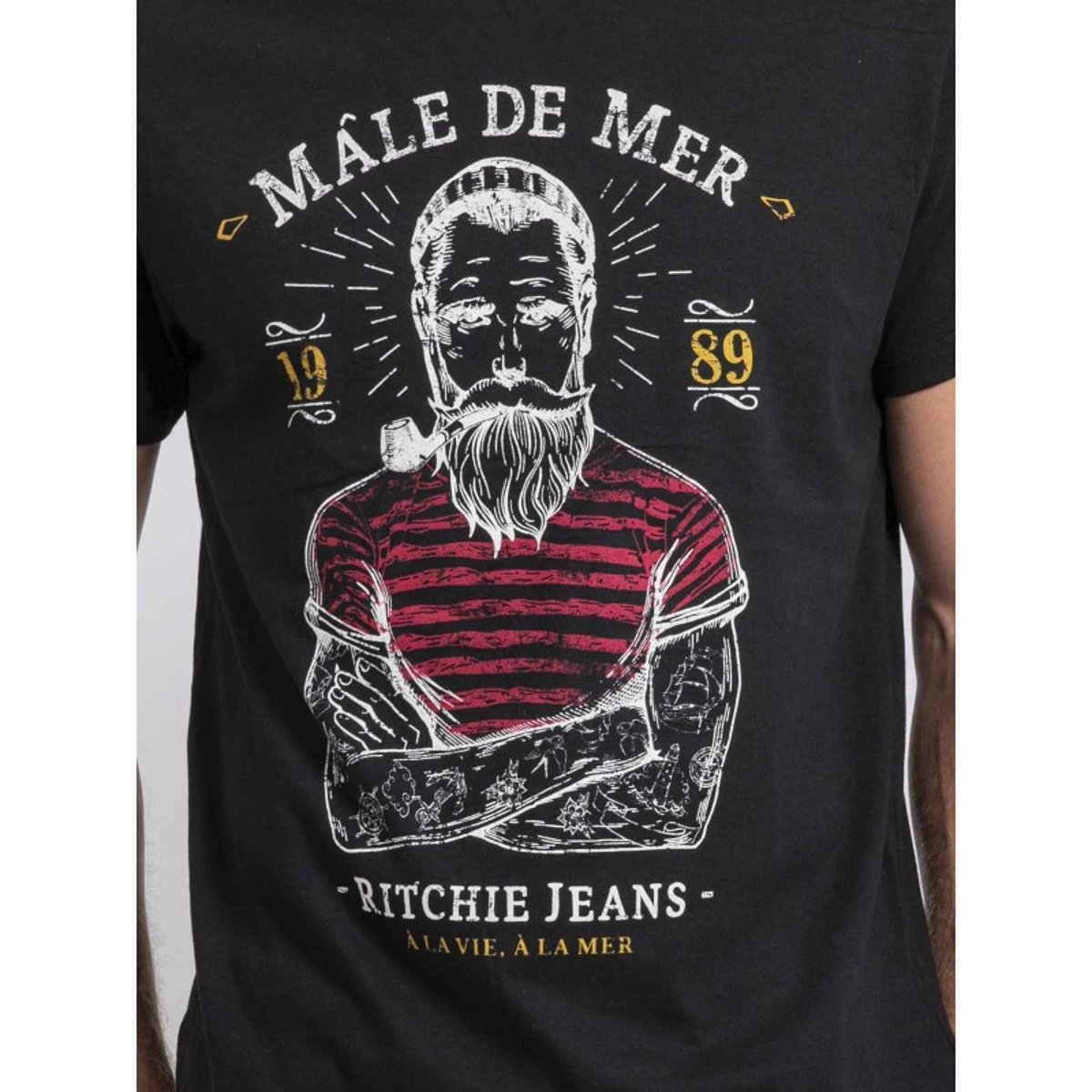 T-shirt Col Rond Pur Coton Jamekong noir, RITCHIE