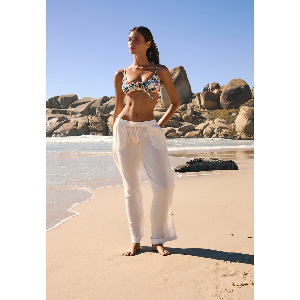 Pantalon fluide élastiqué KRIS B blanc, ETAM