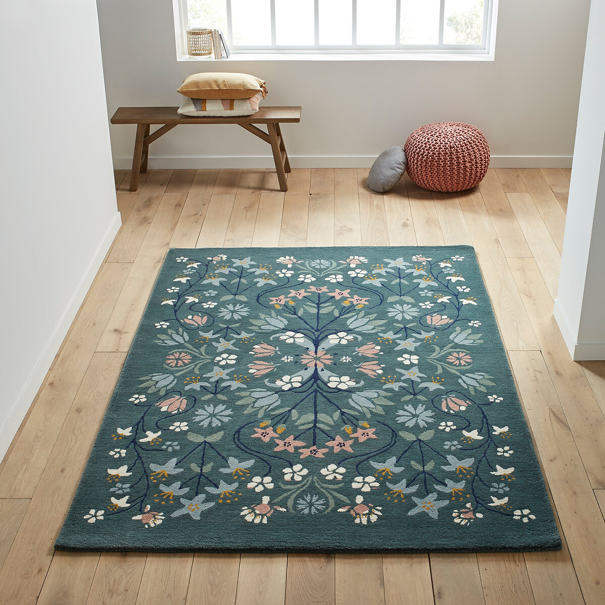 Tapis, motif floral, 100% laine, KEILA imprimé multicolore, LA REDOUTE INTERIEURS