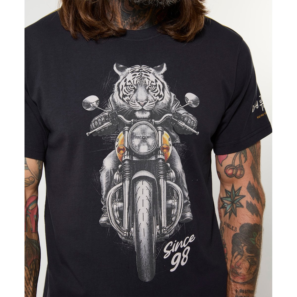 T-Shirt Tigre Motard noir, JOE BROWNS