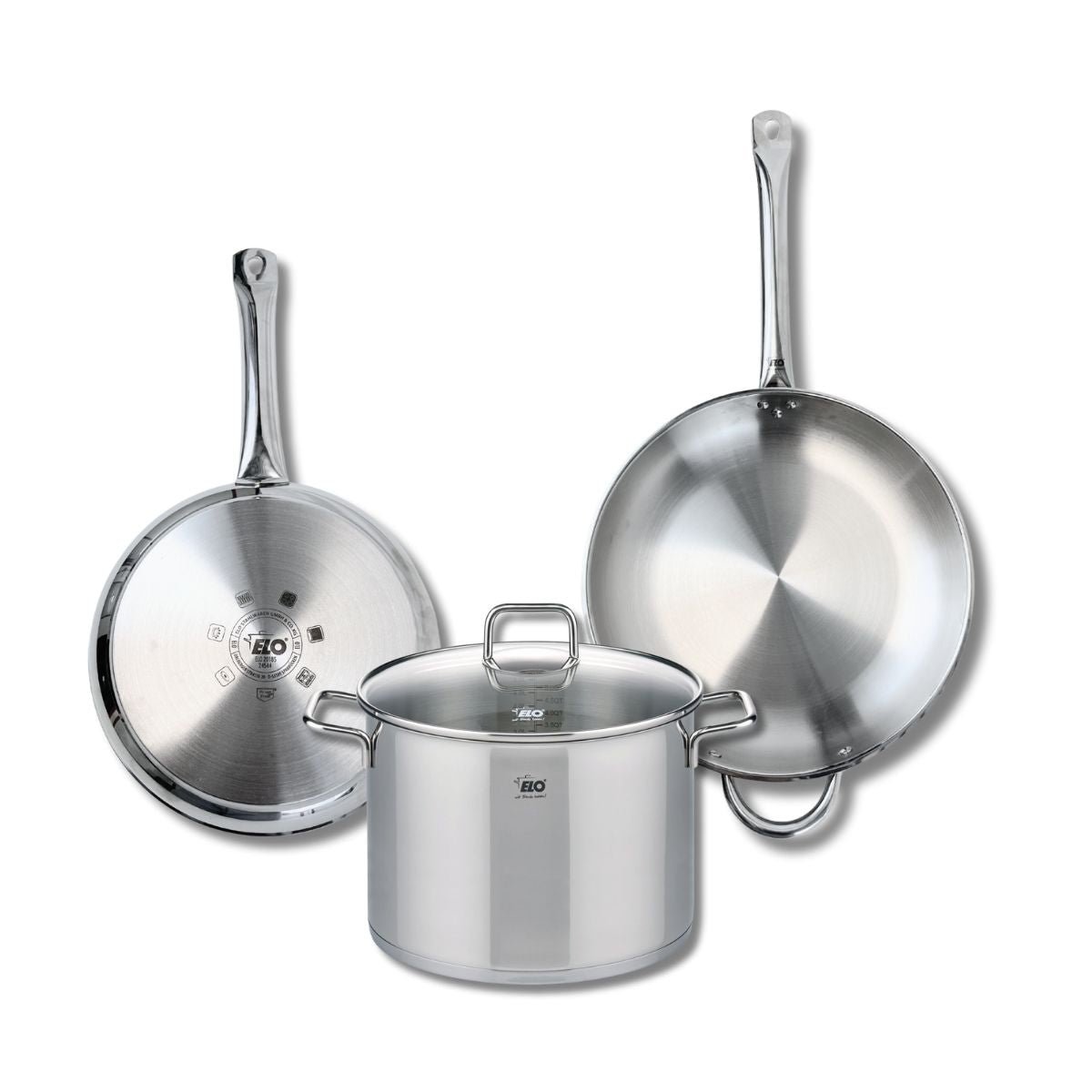 Batterie 2 poêles 28/32cm + 1 faitout 26cm PROFI CITRIN inox, ELO