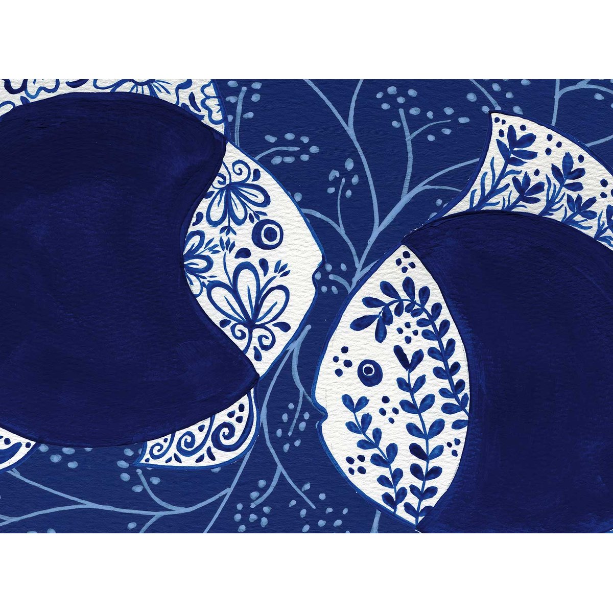 Papier peint poissons bleu du sud intissé, HEXOA