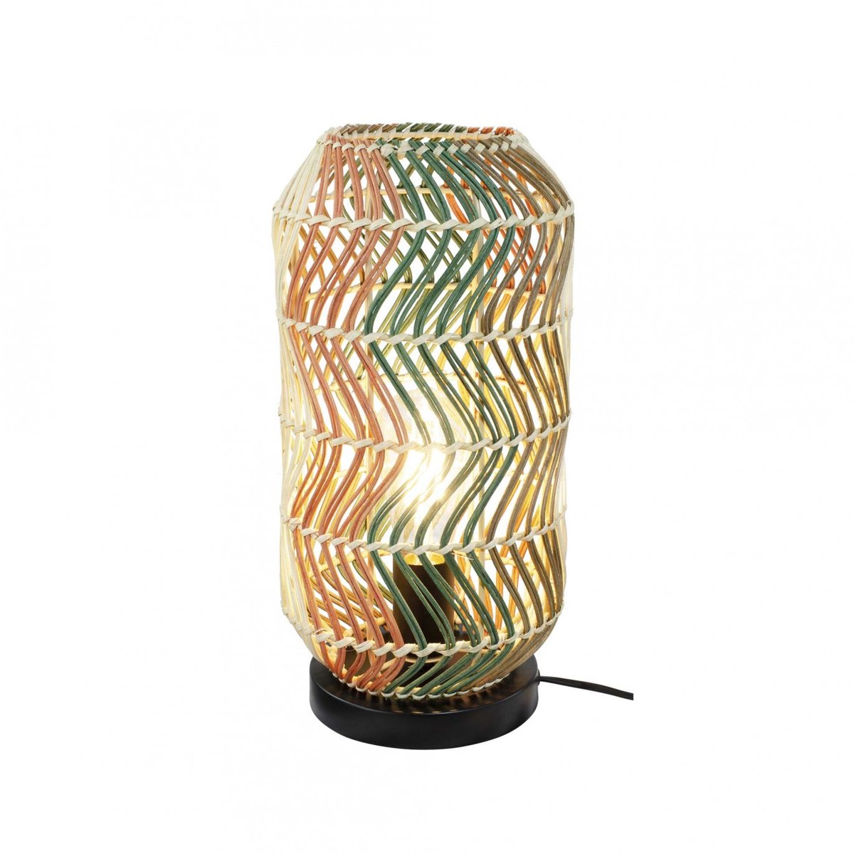 Lampe en rotin & métal, FOSCO marron, orange, naturel & vert, C-CREATION