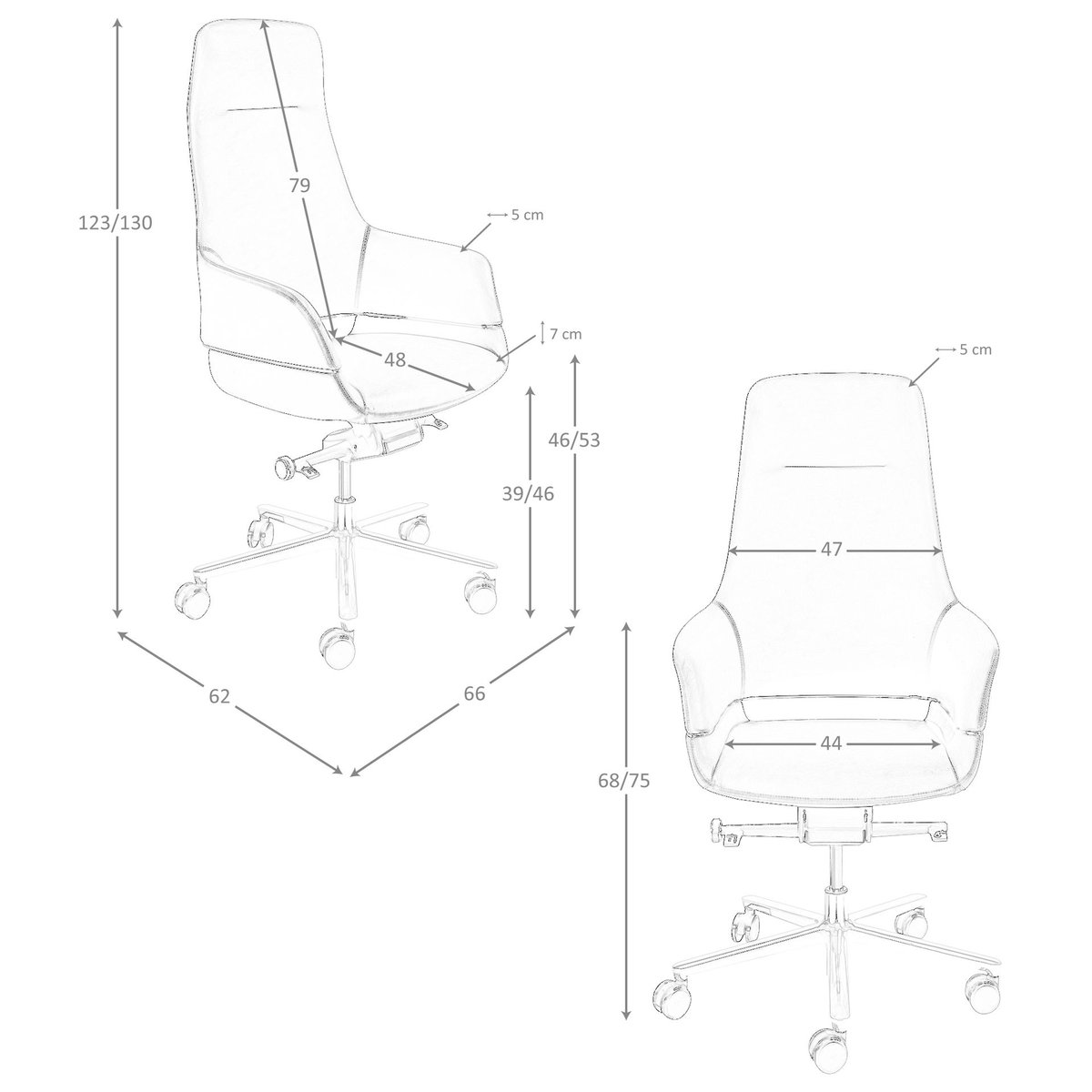 Chaise de bureau pivotante en similicuir noir | gris, ANGEL CERDA